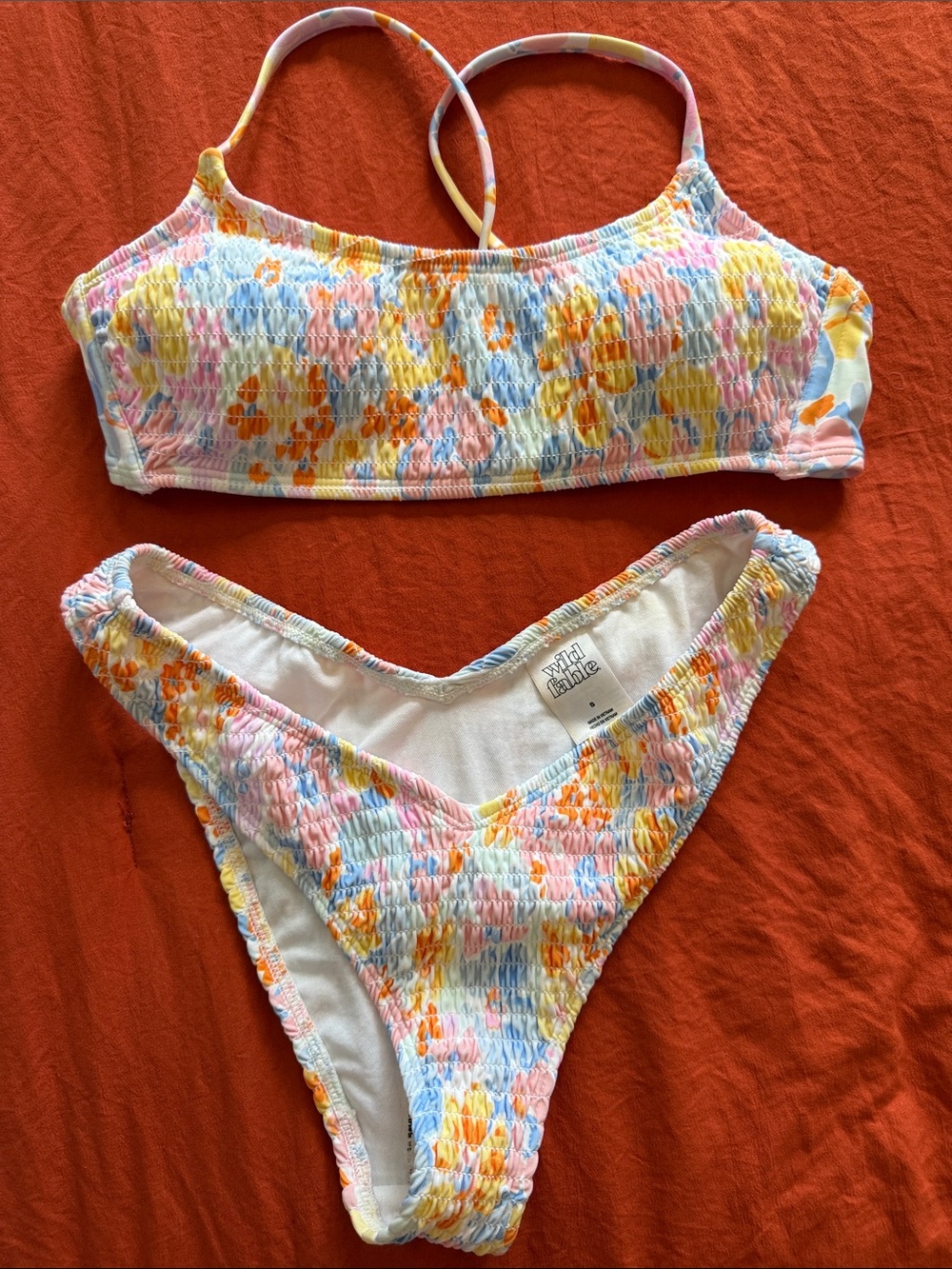 wild fable Pastel Multicolor Smocked Bikini Set